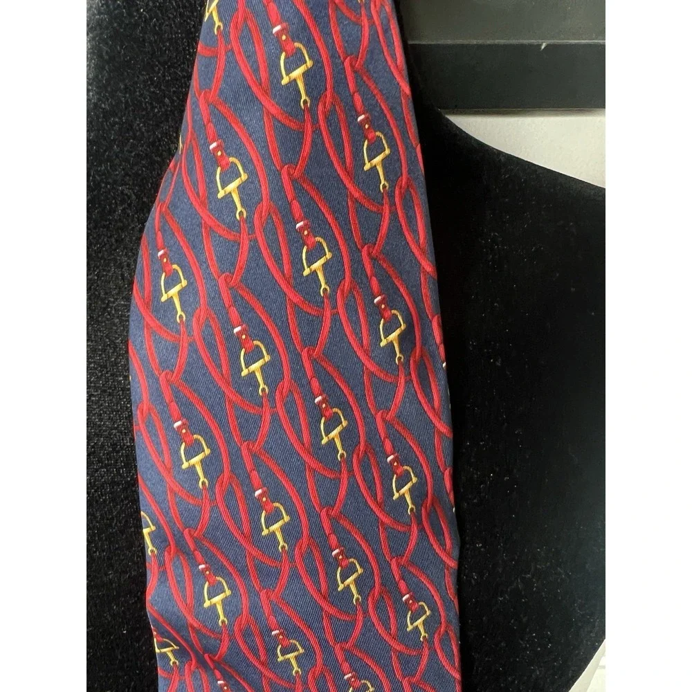 Gucci Silk Tie Horsebit Logo Print Made in Italy